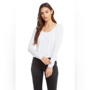 CHASER Brand “Vintage Jersey” Sz L EUC Women's White Long Sleeve Top